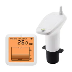 TS-FT007 Ultrasonic Water Level Meter with LCD Display 0.5-5M Range Wireless 100M Transmission IP65 Waterproof Home Tank Gauge with High Low Alarm Non Contact Measurement
