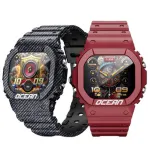 LOKMAT OCEAN 1.75-inch HD Screen Built-in LED Flashlight Compass AI Voice Assistant 30M Waterproof bluetooth Call Heart Rate Blood Oxygen Monitor Sleep Monitoring Respiratory Training Multi-sport Modes Smart Watch