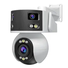 Srihome SH055 8MP WIFI IP Camera 5X Zoom Three Lens Two Screen AI Humanoid Detection Night Vision Two-way Intercom HD PTZ Home Security CCTV Monitor Cameras