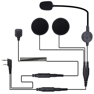 BAOFENG Rugged Radio Helmet Earpiece 2 PIN with Mic Microphone PTT for Baofeng BF-F8HP Pro 888S UV5R 5RM UV-21R UV-32 KenwoodWouxun Two Way Radio Walkie Talkie