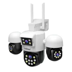 SriHome SH069 8MP Quad-Lens Security Camera with Full Color Night Vision 3X Digital Zoom 320° Pan 90° Tilt Two Way Audio Active Protection Outdoor Wireless Surveillance