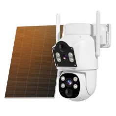Hiseeu WTDS803 6MP Pixels Solar Powered Dual Lens Wireless WIFI IP Camera with Color Night Vision PIR Motion Alerts Eseecloud App Remote Control IP65 Waterproof