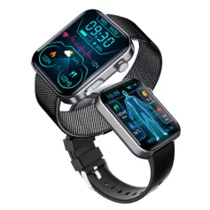 F300 2.1-inch HD Screen ECG Non-invasive Blood Glucose Testing Blood Component Analysis bluetooth Call Heart Rate Blood Pressure Blood Oxygen Monitor Sleep Monitoring SOS Function Multi-sport Modes IP67 Waterproof Smart Watch