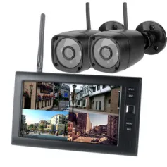 Wireless Security Camera System DVR Kits 7 inch Four-channel Monitor with Two Camera Kit Night Vision Weatherproof for Home Safety Precaution Devices Set EU Plug