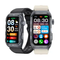 TK79 1.47-inch HD Screen ECG Micro Physical Examination Pulse Therapy Five Oragan Examination Heart Rate Blood Pressure Blood Oxygen Monitor Sleep Monitoring Uric Acid Function Blood Lipid Blood Glucose Measurement IP68 Waterproof Smart Watch