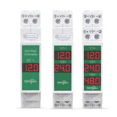 Tongou 1/2/3 Ways DIN Rail Mount Voltage Meter 11V-310V DC Mini Modular Voltmeter High Accuracy LED Digital Display Multi-Circuit Monitoring Energy Efficient Digital Voltmeter
