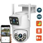 Guudgo 4MP Wifi PTZ EU Camera Dual-Lens Video Surveillance IP Camera Night Vision Cameras Outdoors Security CCTV Cam for Home Safety