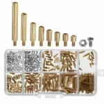 AOQDQDQD® 260Pcs M2 PCB Threaded Brass Male Female Standoff Spacer Board Hex Screws Nut Assortment Box Kit Set with Plastic Box Hollow