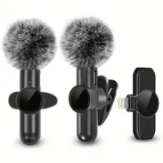 K3 Wireless Lavalier Microphone with Windproof Cover Smart Noise Cancelling Audio Video Recording Mini Mic for iPhone Android Mobile Phone Microphone