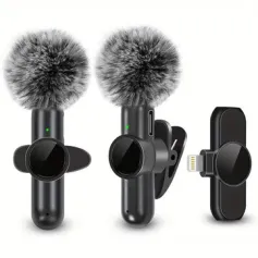 K3 Wireless Lavalier Microphone with Windproof Cover Smart Noise Cancelling Audio Video Recording Mini Mic for iPhone Android Mobile Phone Microphone