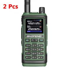 2Pcs Green Baofeng UV-17 Pro GPS Handheld Walkie Talkie Six Bands Wireless Copy Frequency Flashlight Type-C Charger Ham Transceiver FM Radio