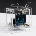 DC5V ESP8266 DIY Electronic Kit Mini Clock Kits OLED Display with Shell DIY Soldering Project