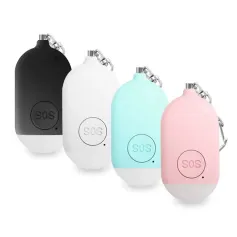 Älykäs SOS-henkilöhälytin itsesuoja-avaimenperä 130dB kova turvapaniikkipainike tai vetotapin hälytys vedenpitävä laite taskulampulla lapsille iäkkäille naisille