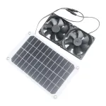 10W 12V Solar Panel with 2X 120MM Exhaust Fan 2500RPM 87CFM Double Ball Bearing for Greenhouse Shed Chicken Coop Pet House Ventilation Cooling Kit