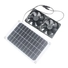 10W 12V Solar Panel with 2X 120MM Exhaust Fan 2500RPM 87CFM Double Ball Bearing for Greenhouse Shed Chicken Coop Pet House Ventilation Cooling Kit