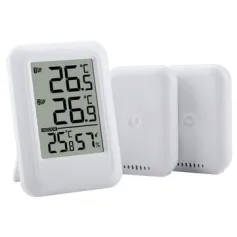 TS-FT0402 1-to-2 Indoor Outdoor Temperature and Humidity Meter Wireless Digital Hygrometer Thermometer Wine Cellar Kitchen Garden Temperature Monitor with 2 Sensors