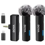 BOYA BOYALINK Wireless Lavalier Lapel Microphone HD Noise Cancelling 100M Wireless Tranmission Mini Mic for iPhone Android PC DSLR Camera Youtube Recording Vlog Phone