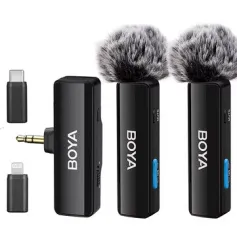 BOYA BOYALINK Wireless Lavalier Lapel Microphone HD Noise Cancelling 100M Wireless Tranmission Mini Mic for iPhone Android PC DSLR Camera Youtube Recording Vlog Phone
