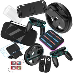 JYS JYS-NS2293 Switch2 Multi-function Game Accessory Set Charger + Bag + Bracket + Handle + Steering Wheel + Card Box + Tempered Glass + Protective Case