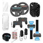 Pentru Switch2 Set sport 14-în-1 Volan + Mâner + Curea de mână + Mouse + Set de film temperat Crystal Shell JYS JYS-NS2317