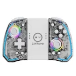 LinYuvo KS40 Semi-transparent Wireless Left and Right Game Handle with RGB Light Turbo Function Vibration Six-Axis Sensing Switch OLED Game Controller with Programmable Back Button