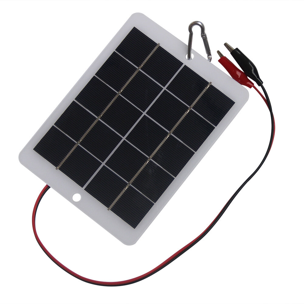 3W 5V Solar Charging Panel A Grade Polycrystalline Silicon 18.8% High Efficiency USB Output Tiger Clip Portable DIY Solar Charger Board 3.7V-5V Battery Rechargeable