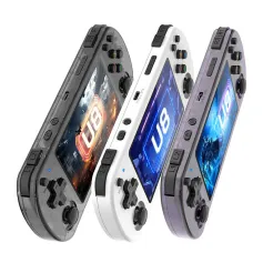 U8 64GB 3000+ Games 4.0-inch IPS Screen Handheld Gaming Console Open Source Linux System Quad-core Dual 3D Joystick 3500mAh Battery Portable Pocket Video Player with Dual Horn Speakers