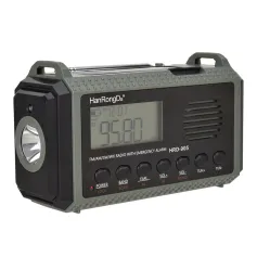 HanRongDa HRD-905 Emergency Radio Solar Crank Power Bank 10000mAh AM FM SW Weather Band LED Flashlight SOS Alarm Portable Survival Gear for Outdoor Camping Essentials