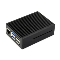 Aluminum Stripe Grooved Case For Raspberry Pi 5 Built-In Cooling Fan and Heatsink Pillars