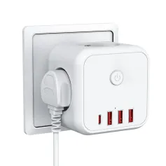 Bakeey 7-in-1 Socket Cube EU Power Outlet with 3AC 3USB Type-C Fast Charging Wall Socket with On/Off Switch for Home Use