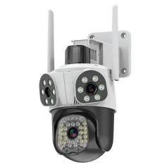 Guudgo 3MP+3MP+3MP Outdoor WiFi Cameras Three Screen View HD IP Camera Color Night Vision Human Detection Two-way Intercom IP66 Waterproof 360° Panoramic Surveillance Video Camera