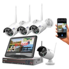 Hiseeu 4HB615 4HB613 5M 3MP 8CH NVR Security Cameras System Kit Waterproof Wireless Outdoor CCTV Camera Surveillance System Set with 10.1 inch Monitor