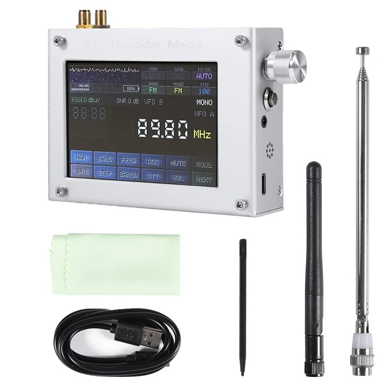 ATS-Decoder Mega SDR Radio AM FM SYNC SSB CW DIGI Receiver Upgraded Version of ATS25 max-Decoder with 4 inch Color Screen