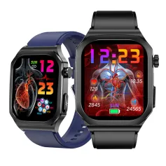 ET280 2.04inch AMOLED Display bluetooth Call ECG Function Uric Acid Blood Lipids Blood Glucose Testing Heart Rate Blood Pressure Blood Oxygen Monitor Sleep Monitoring SOS Emergency Call Multi-sport Modes Music Playback IP68 Waterproof Smart Watch