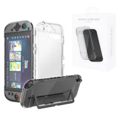 JYS JYS-NS2273 Switch2 Split Crystal Case Anti-Scratch Shockproof PC Protective Shell Precision Fit Full Stand Access Clear Protective Cover Gaming Accessories