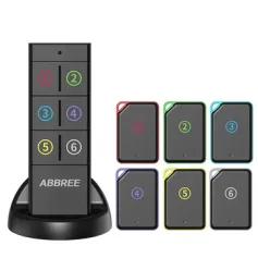 ABBREE KF-106 Draadlose Sleutelsoeker RF Sleutelopspoorder Anti-verlies Toestelle Troeteldier Beursie Spoorsnyer Afstandbeheer 1 RF Sender 6 Ontvanger vir Kind en Oud