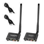 Wireless Audio Adapter with 2.4GHz Technology 50M Range RCA 3.5mm Connectivity Low Delay Clear Sound Type-C Power Dual Volume Adjustment Plug and Play