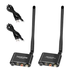 Wireless Audio Adapter with 2.4GHz Technology 50M Range RCA 3.5mm Connectivity Low Delay Clear Sound Type-C Power Dual Volume Adjustment Plug and Play