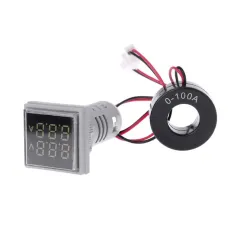 3pcs White Light AC 60-500V 0-100A D18 Square LED Digital Dual Display Voltmeter Ammeter Voltage Gauge Current Meter 