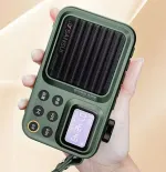 SANSUI F37 Mini Portable FM Radio Outdoor Bass bluetooth 5.3 Speaker Recorder with LED Display Hands-free Call Support TF USB Disk Playback MP3 Music Player with Lanyard