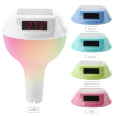 Wireless Solar Powered Pool Thermometer IP68 Waterproof RGB Ambient Light Temperature Display Smart Timer Child Lock 2200mAh Battery Smart Home Automation Solar Energy Savings Device