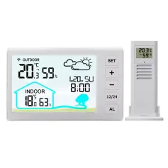 TS-FT006 Indoor Digital Thermometer and Hygrometer Mini LCD Wall Wireless Multifunctional Mini Clock with Humidity Weather Station