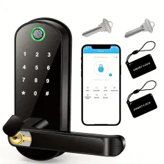 Smart Fingerprint Door Lock App Remote Control Keyless WIFI Digital Touchscreen Lock NFC IP67 Waterproof with 2 IC Cards 2 Keys Support USB Emergency Battery Open the Door
