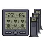 TS-6210 1-to-3 Wireless Weather Station Indoor Outdoor Temperature and Humidity Sensor Digital Display Thermometer Hygrometer with Backlight Smart Home Sensor Kit