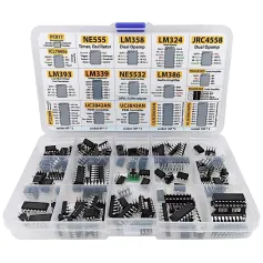 Zestaw 150 sztuk układów scalonych IC, wzmacniacze operacyjne, oscylator PWM NE555, LM358, LM324, TDA2030, UC3842, ULN2003 z gniazdami i adapterem do projektów elektronicznych DIY