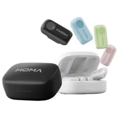 MOMA LARK A1 Wireless Lavalier Microphone 48kHz/24bit HD Noise Reduction 200m Transmission 3-Level Adjustable EQ 27H Battery Live Streaming Mic
