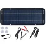 12V Solar Panel 6W Portable Flexible Solar Charger Kit with USB 5V DC Output for Car Camping Hiking Phones Power Banks Battery Charging CigaretteLighter Suction Cups