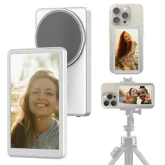 Magnetic Phone Selfie Monitor Screen for Smartphone Rear Camera Selfie with bluetooth Button Vlog Live Stream for iPhone Android Phone
