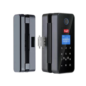 B13 Tuya Smart Fingerprint Door Lock Biometric Double Hook Bluetooth Wifi IC Card App Control 100 Fingerprint Capacity LED Display Remote Access