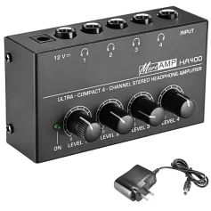 G-MARK EPMH4 HA400 Headphone Amplifier 4 Channels Metal Stereo Audio Mini Earphone Splitter Monitor Amp
